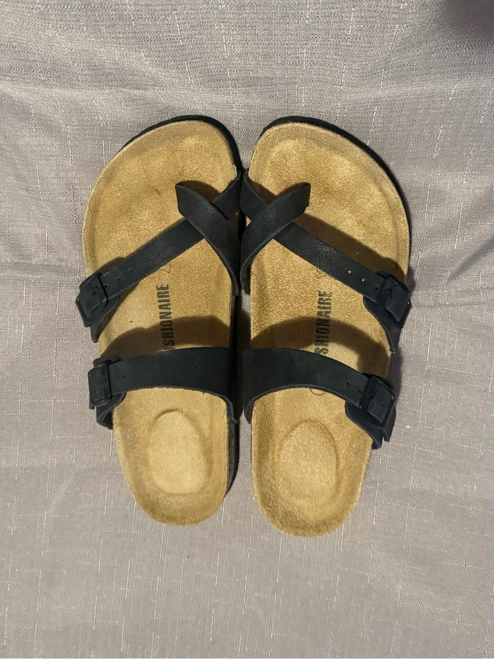 Women’s Black Double-Strap Comfort Sandals with Suede Footbed